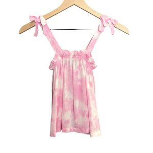 Self Esteem Girls Tie Dye Pink White Tank Top Ruffle Straps Size 10
